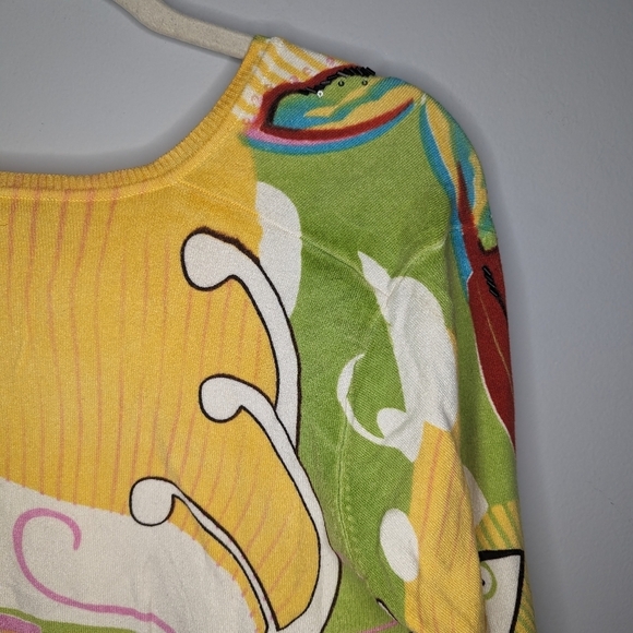 Y2K Vintage Elizabeth New York Sequin Butterfly Floral Nature Sweater Womans XL - Picture 8 of 11